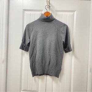 Cleo Button Sleeve Turtleneck Sweater Grey – M